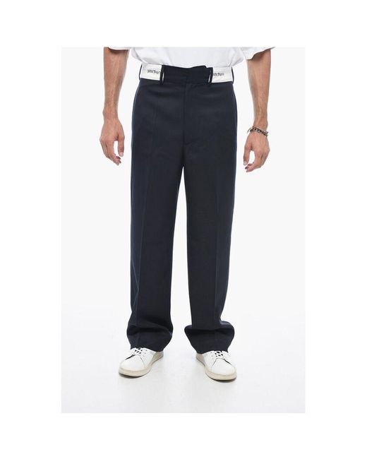 Palm Angels Blue Logoed Band Sartorial Tape Pants for men