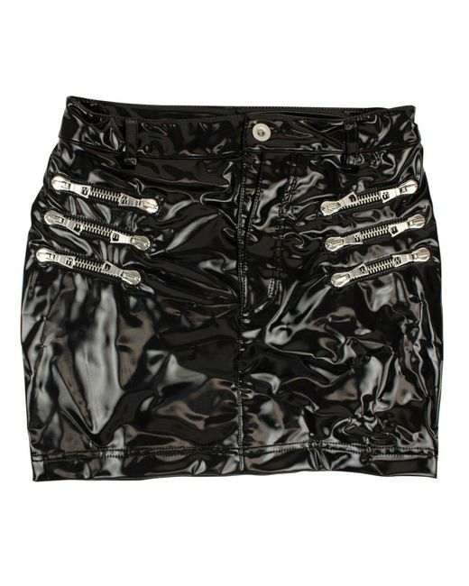 Unravel Project Black Faux Leather Zipper Mini-skirt