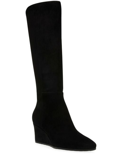 Anne Klein Black Valonia Faux Suede Tall Knee-high Boots