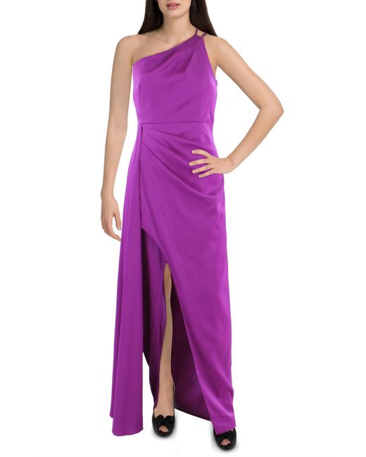 Aidan By Aidan Mattox Purple One Shoulder Long Evening Dress