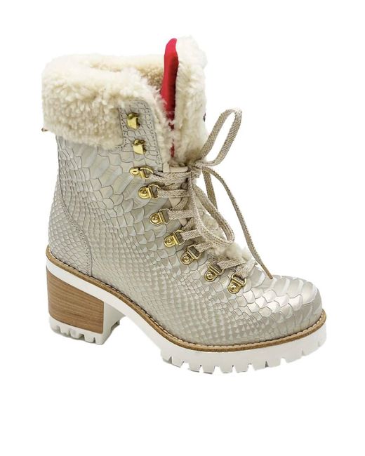New Italia Shoes Natural Katie Heeled Fur Boot