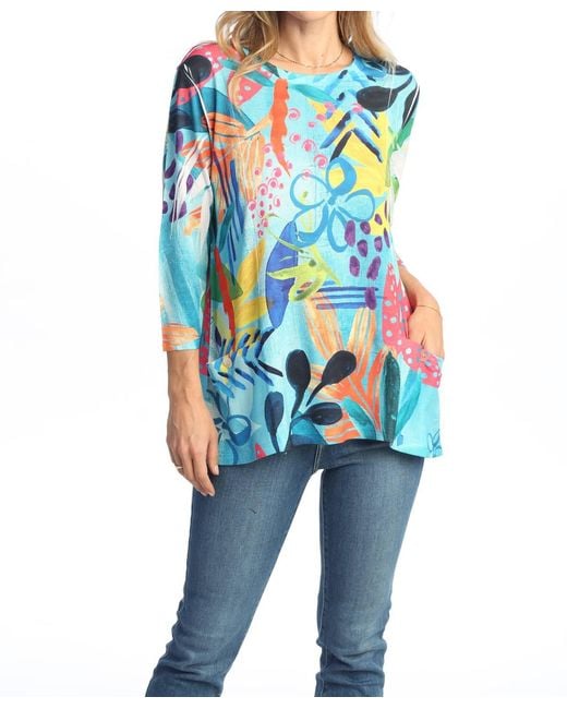 Jess & Jane Blue La Palma Patch Pocket Top