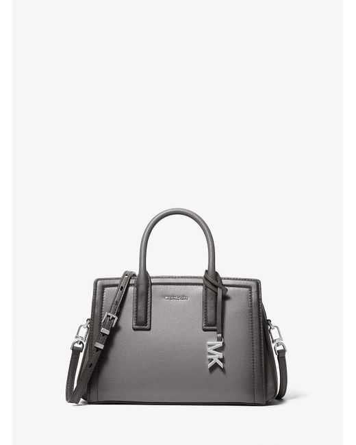 Michael Kors Gray Laila Small Burnished Leather Satchel