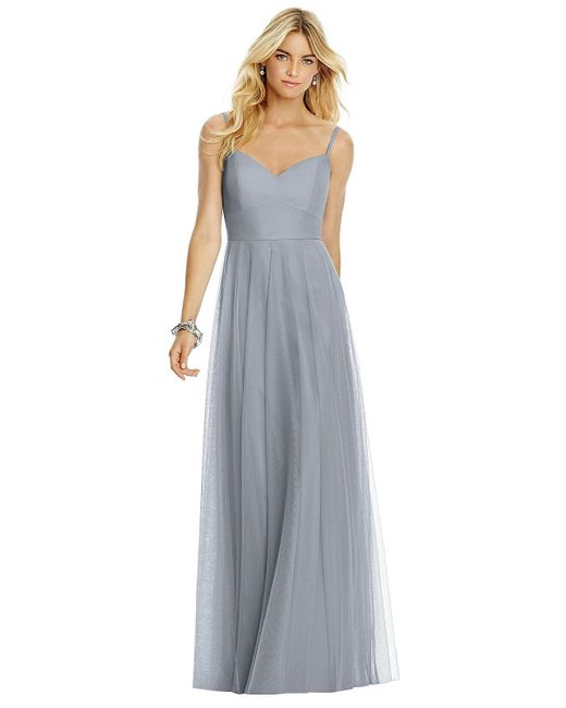 After Six Gray Sweetheart Spaghetti Strap Tulle Dress