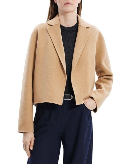 Theory Blue New Divide Double Face Open Front Cardigan