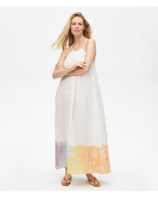 Michael Stars White Naomi Gauze Rainbow Wash Dress