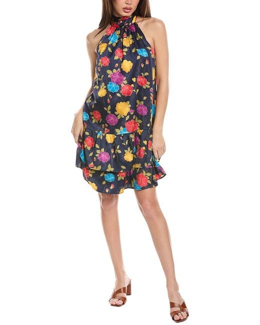 FLORA BEA NYC Blue Moonie Silk Mini Dress