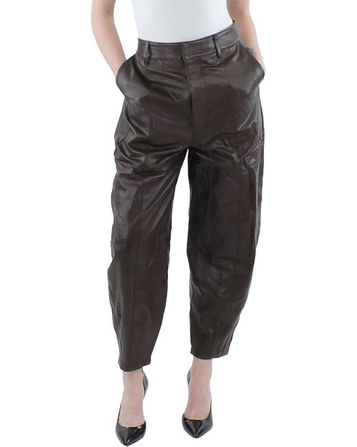 Polo Ralph Lauren Gray Lamb Leather Tapered Ankle Pants