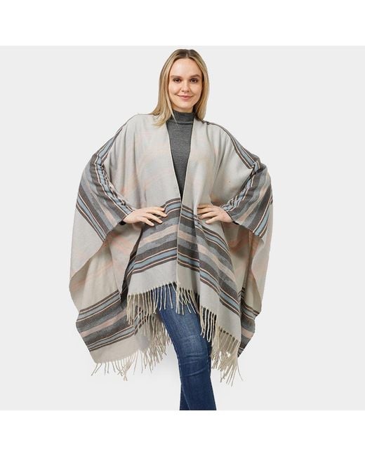 TRUEDAMES Gray Aztec Patterned Cape Poncho