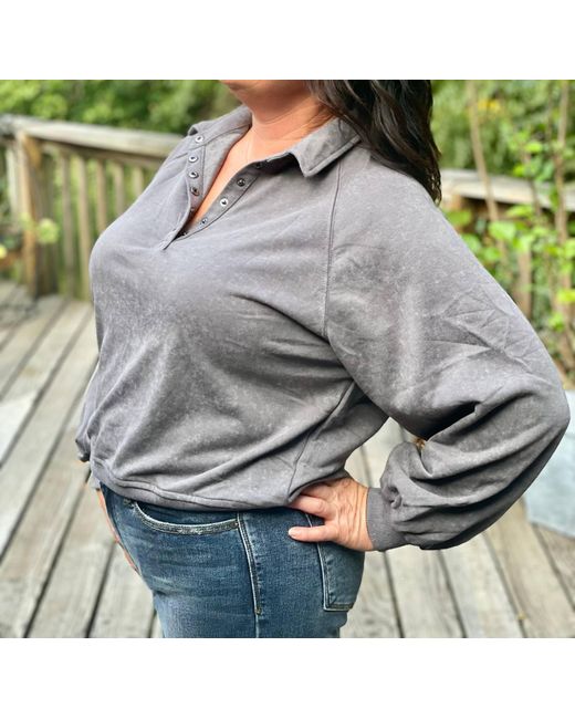 Dear Lover Gray Quarter Snap Sweatshirt