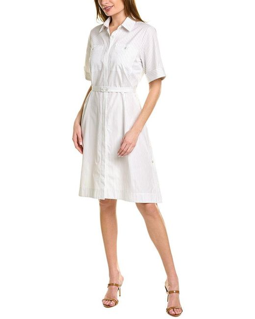Pink Tartan White Pinstripe Shirtdress