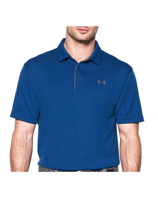 Under Armour Blue Tech Button Up Placket Polo for men