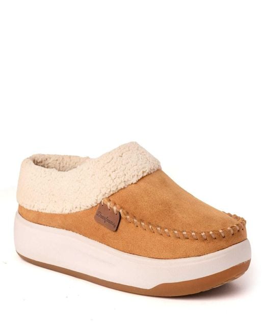 Dearfoams Natural Maple Moccasin Toe Clog House Shoe Slipper