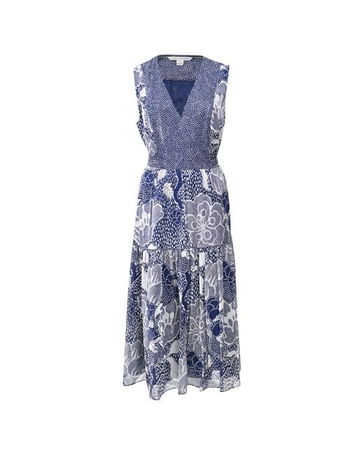 Diane von Furstenberg Blue Vanya Dream Dot A Line Dress
