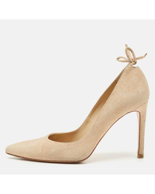 Stuart Weitzman Natural Suede Pointed Toe Pumps
