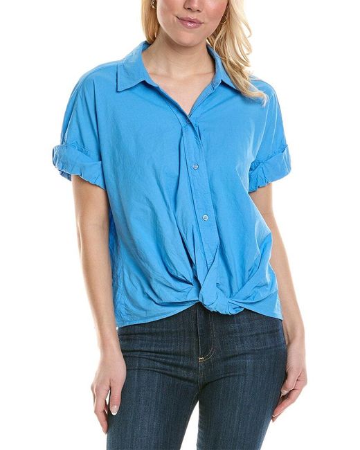 Stateside Blue Poplin Front Twist Shirt