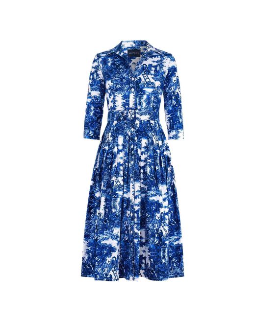 Samantha Sung Women's Blue Antilles Toile Audrey Dress #2