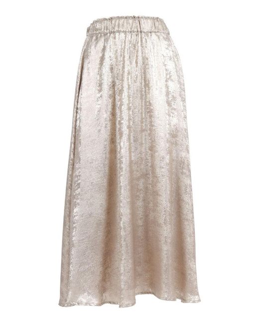 Shirtaporter Multicolor Chiffon Lurex Midi Skirt With Elastic Waistband
