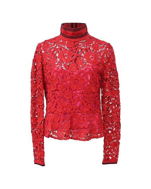 Ferragamo Red Lace Blouse