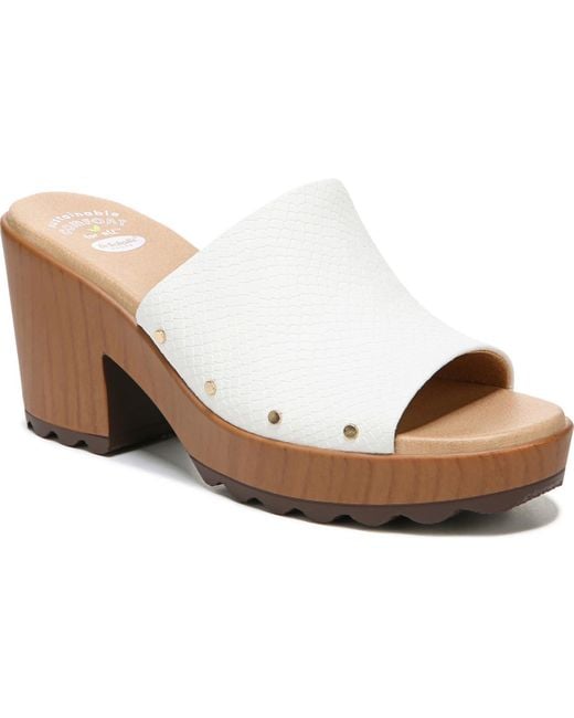 Dr. Scholls White Wake Up Faux Leather Slip On Clogs