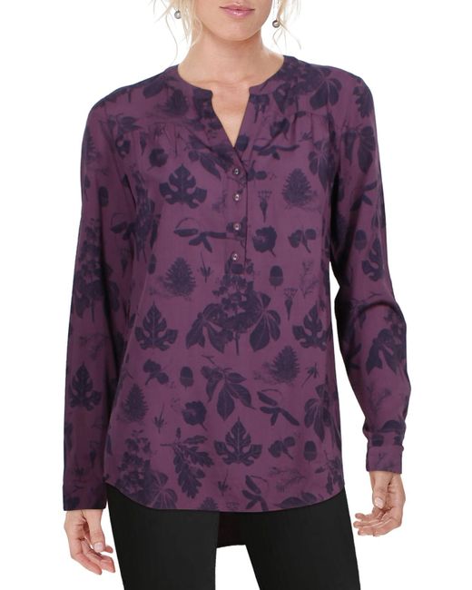 Joules Purple Printed V-neck Henley Top