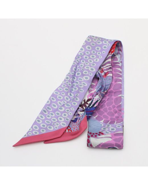 Hermès Purple Twilly Under The Waves Scarf Silk Light Color