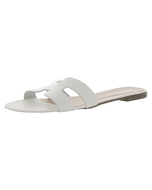 Cl By Laundry White Artist Leather Slip On Slide Sandals