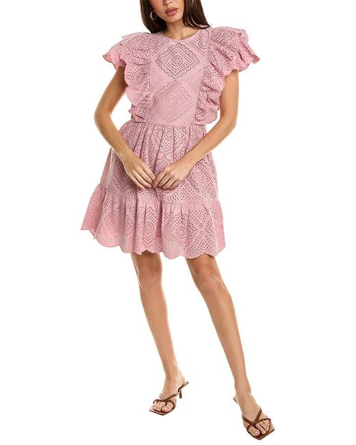 Sea Pink Vienne Eyelet Tunic Mini Dress