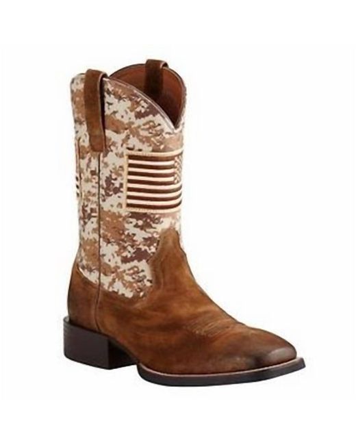 Ariat Brown Sport Patriotic Camo Western Boots for men