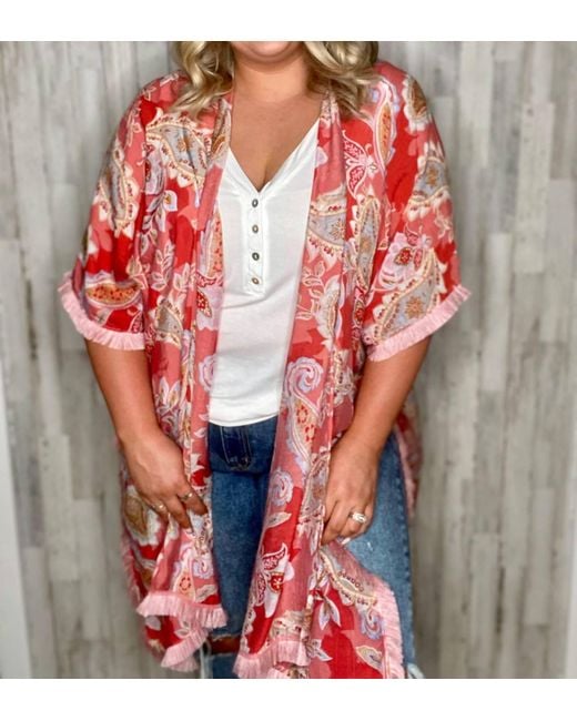 Kori Red Misty Fringe Kimono