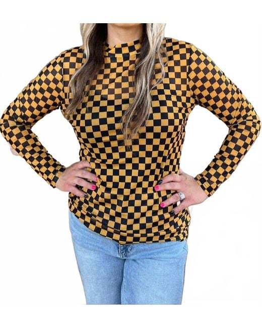 Sterling Kreek Black Checkered Long Sleeve Top