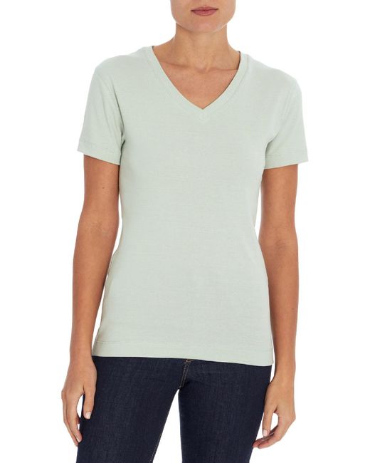 Three Dots Cotton Short Sleeves T-shirt in White | Lyst