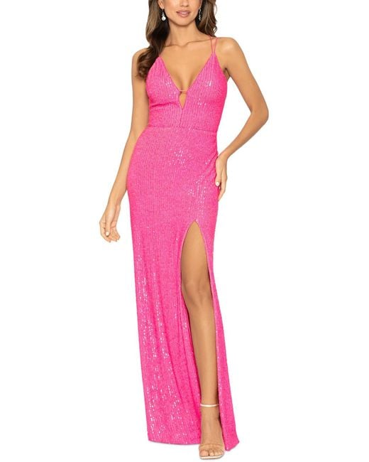 Xscape Sequined Maxi Evening Dress in Pink | Lyst