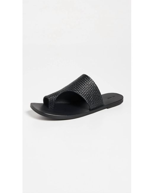 St. Agni Black Woven Abstract Slide Sandal