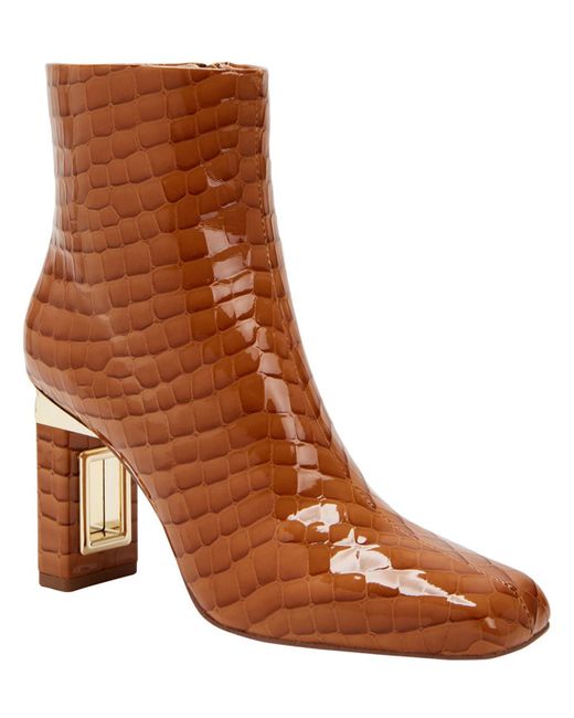 Katy Perry Brown The Hollow Heel Faux Leather Square Toe Pumps