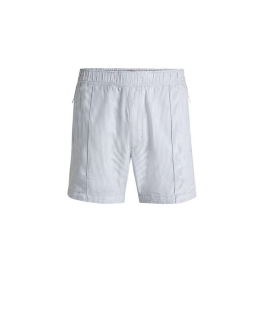HUGO Blue Shorts With Vertical Stripe for men