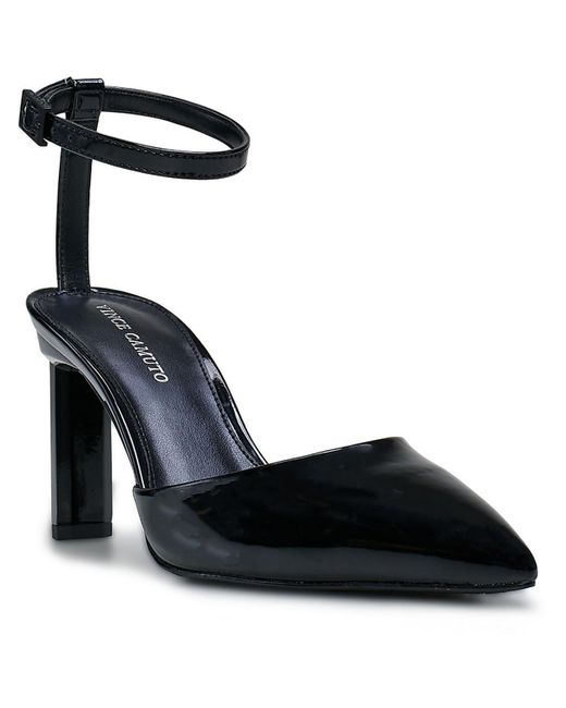 Vince Camuto Black Talayem Patent Leather Ankle Strap Pumps