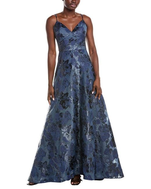Rene Ruiz Blue Jacquard Gown