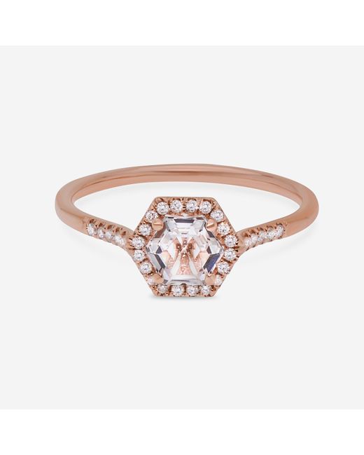 Suzanne Kalan Pink 14k Rose Gold Diamond Andtopaz Ring Sz 6.25 Pr529-rgwt