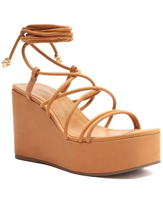 SCHUTZ SHOES Brown Magdalena Casual Platform Leather Sandal