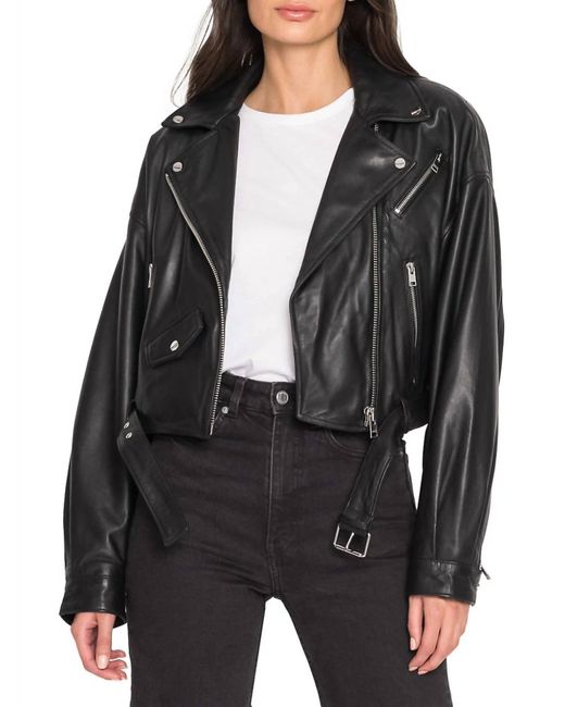 Lamarque Leather Biker Jacket In Black
