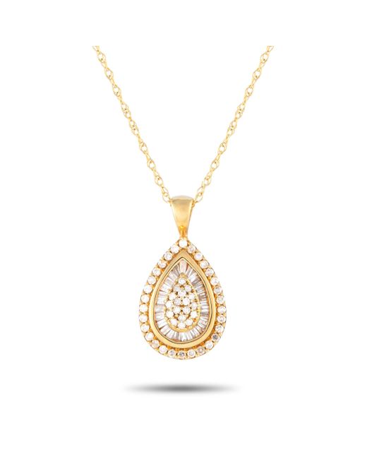 Non-Branded Metallic Lb Exclusive 14k Yellow 0.50ct Diamond Pear Pendant Necklace Pn15388