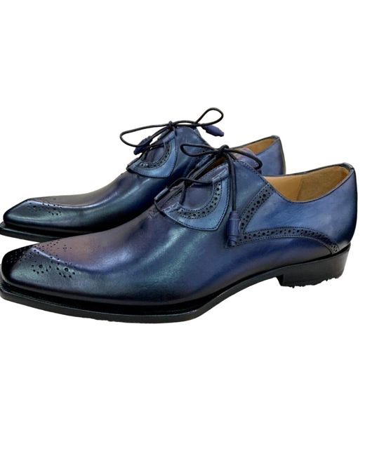 Mezlan Blue Spectator Lace Up Shoes for men