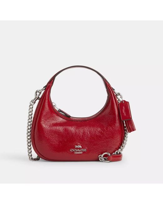 COACH Patent Leather Mini Top Handle Crossbody in Red Lyst