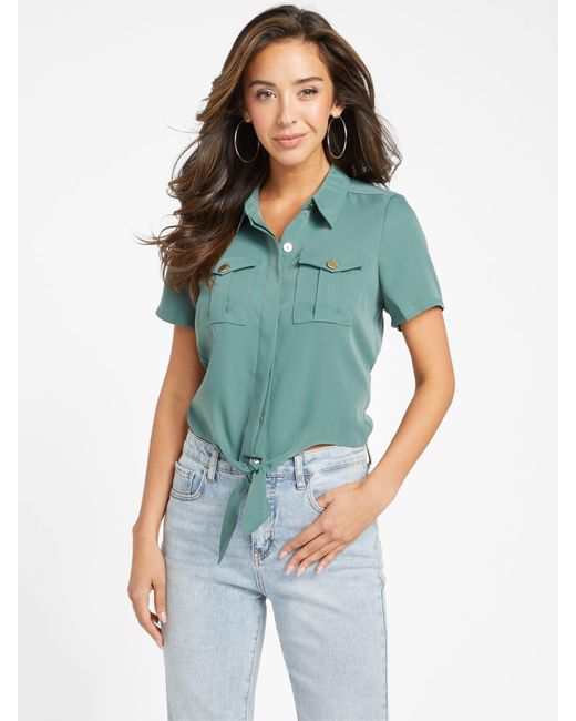 Guess Factory Blue Olicia Tie-waist Top