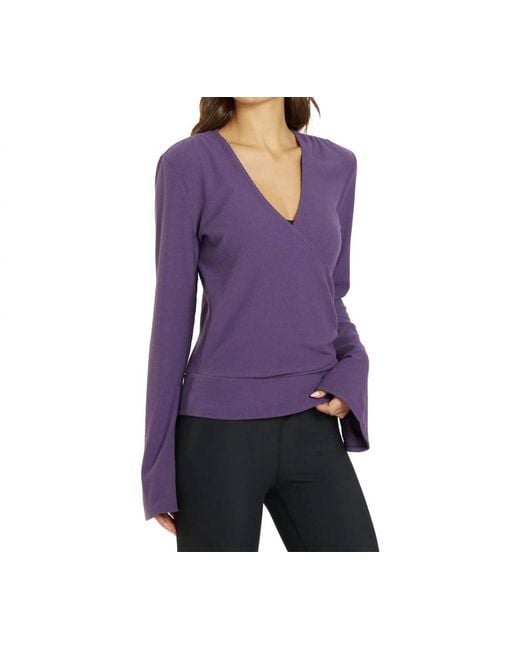 Thrive Societe Purple Pleated Wrap Pullover