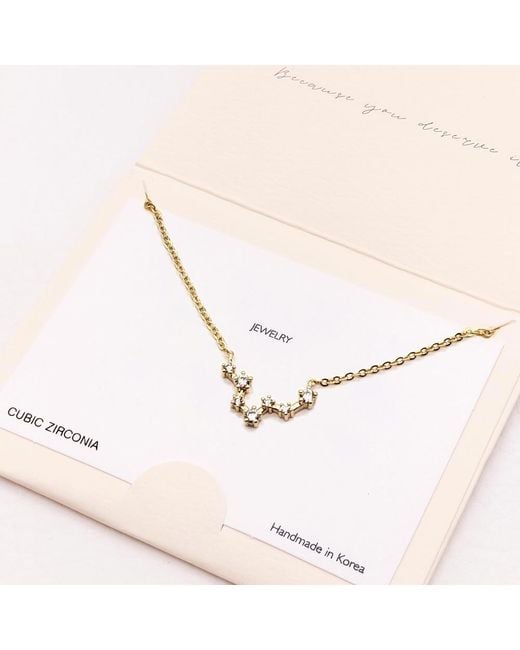 Fashnzfab Women's White Pisces Cz Embellished Zodiac Sign Pendant Necklace