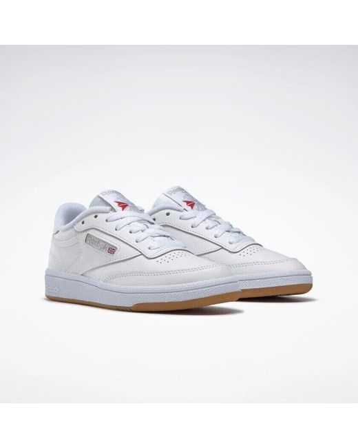 Reebok White Club C 85 Bs7686 /light Gray/gum Leather Sneaker Shoes Fnk483