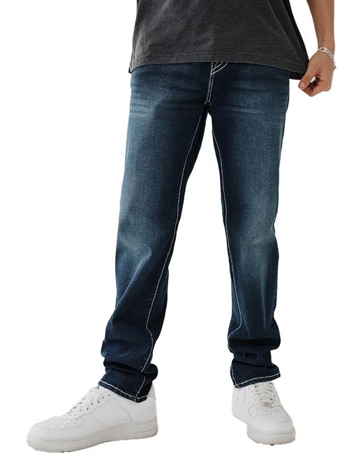 True Religion Blue Rocco Relaxed Dark Wash Skinny Jeans for men