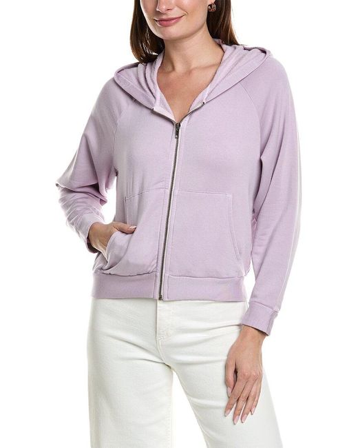 Stateside Purple Softest Fleece Cropped Zip-up Hoodie